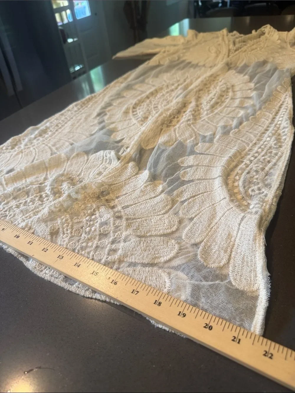 Cream Lace Crochet Boho Kimono Duster Cover Up